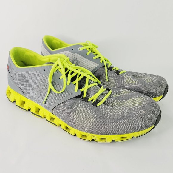 ON Cloud X Mens 13 Running Sneaker Gray Neon Green Shoes - Picture 1 of 14